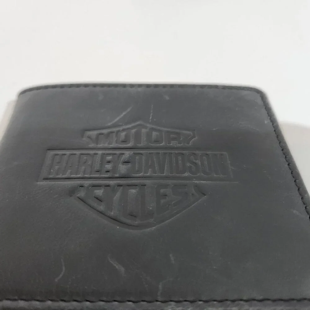New Harley Davidson Mens Wallet Bi-Fold 100% Leather Logo RFID Blocking